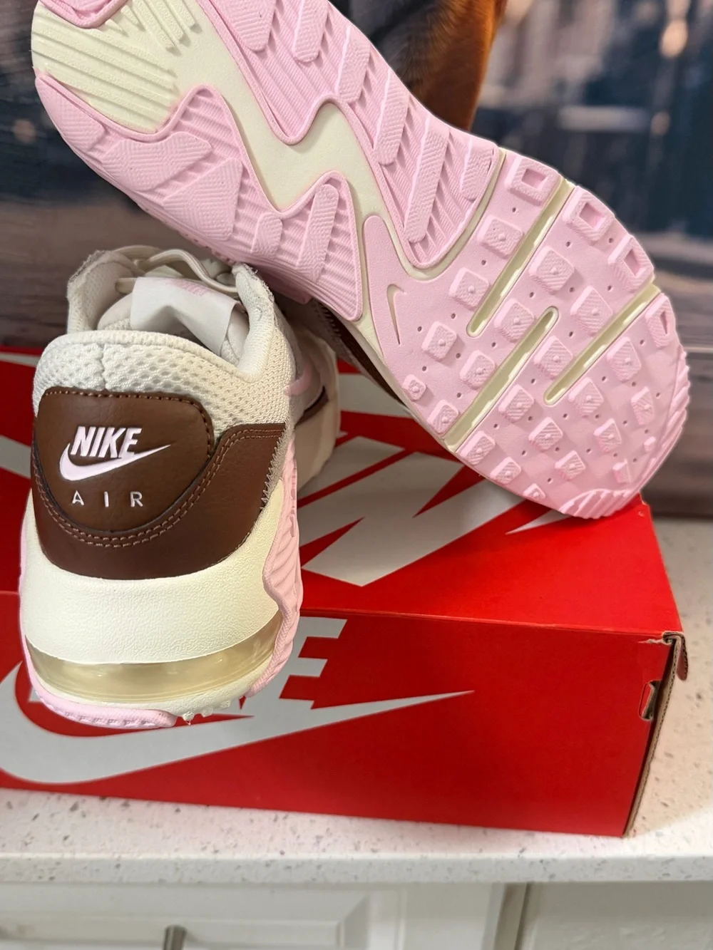 Nike Air Max Women's Sneakers - Cream, Brown & Pink Accents